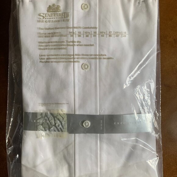 Men's Stafford Executive Dress Shirt 17 Neck 34 Sleeve - Picture 2 of 2